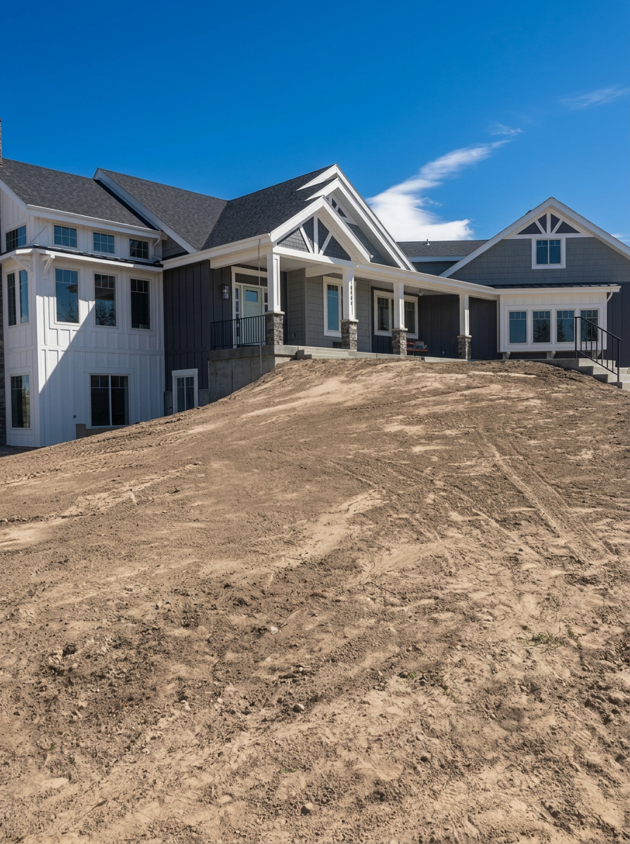 Custom craftsman home front exterior with gabled entry and stone columns